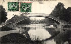 VINTAGE POSTCARD Trawl nets On the Marne the footbridge of the Canal