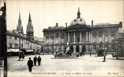 VINTAGE POSTCARD Trawl nets On the Marne the Place and L Town hall Tram