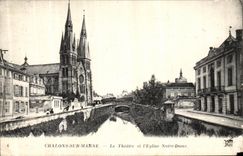 VINTAGE POSTCARD Trawl nets On the Marne the Theater and L Notre Dame Church