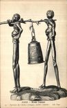 VINTAGE POSTCARD Paris Musee Guimet Asinaga Porteurs of Bell has long Japan legs