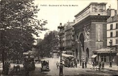 VINTAGE POSTCARD Paris Boulevard and Gate St Martin