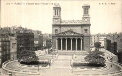 VINTAGE POSTCARD Paris L Church Holy Vincent of Paul