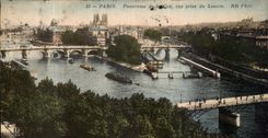 Panorama de Paris de la POSTAL de la VENDIMIA del ISCED vista de la lumbrera
