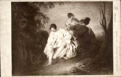 VINTAGE POSTCARD Museum Of Louvre the bather Lord s Prayer