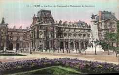 Corte de Paris de la POSTAL de la VENDIMIA del carrusel y del monumento de Garnbetta