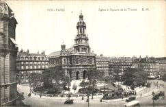 VINTAGE POSTCARD Paris Church Church and Public garden of the Trinity