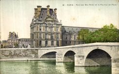 Puente de Paris de la POSTAL de la VENDIMIA de los padres del Sts y Pavillon de Flore