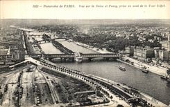 POSTAL Paris de la VENDIMIA vista en el Seine y el Passy tomados rio abajo de la torre Eiffel