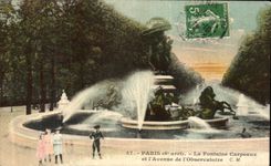 VINTAGE POSTCARD Paris the Carpeaux Fountain and L Avenue of L Observatoive