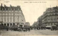 VINTAGE POSTCARD Paris Hotel Terminus Street St Lazare