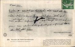 VINTAGE POSTCARD Palate De Fontainebleau FAC Simile of L abdication of Napoleon 1st