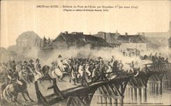 VINTAGE POSTCARD Arcis on Paddle Defense of the Bridge of L Paddle by Napoleon 1st 20 husbands 1814 Militaria