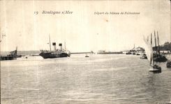 VINTAGE POSTCARD Boulogne On Sea Departure of the Boat of Folkestone