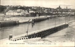 VINTAGE POSTCARD Boulogne on Sea Panoramic View of the City and the Piers