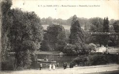 VINTAGE POSTCARD Paris Hillocks Chaumont Footbridge Lake and Rock