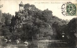 VINTAGE POSTCARD Paris Hillocks Chaumont Lake and Rocks
