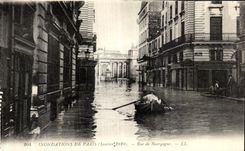 VINTAGE POSTCARD Paris Floods Of Street of Burgundy