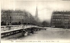 VINTAGE POSTCARD Paris Floods Of the Bridge of L Alma