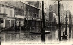 VINTAGE POSTCARD Paris Floods Of Street Saint Charles