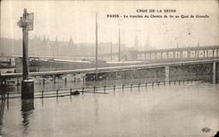 CPA Paris Crue De La Seine La tranchee du chemin de fer au quai de Grenelle