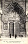 Puerta de Paris Notre Dame de la POSTAL de la VENDIMIA del lado derecho