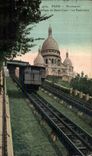 VINTAGE POSTCARD Paris Montmartre Basilica of the Sacring Heart the Funicular