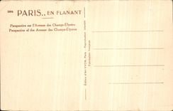 VINTAGE POSTCARD Paris While Strolling Perspective on L Avenue of the Champs Elysees