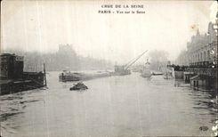 CPA Crue de la Seine Paris Vue sur la Seine