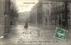 CPA Inondations Paris janvier Avenue Ledru Rollin Faub St Antoine 