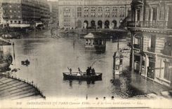 CPA Paris Inondations De A La Gare Saint Lazare