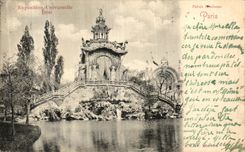 Paladares luminosos de la feria de mundo de Paris de la POSTAL de la VENDIMIA 1900