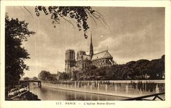 POSTAL Paris L iglesia de la VENDIMIA de Notre Dame