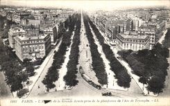 POSTAL Paris L arco de la VENDIMIA del ejercito grande tomado de la plataforma de L Arc de Triomphe