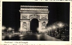 CPA Paris la nuit L Arc de Triomphe