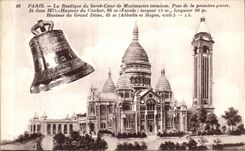 VINTAGE POSTCARD Paris Basilica of the Sacring Heart of Montmartre Bell