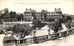 VINTAGE POSTCARD Paris the Palate of Luxembourg and Gardens