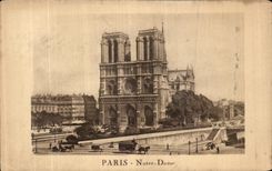Alcohol de la publicidad de Paris Notre Dame de la POSTAL de la VENDIMIA