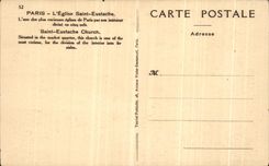VINTAGE POSTCARD Paris L Church Holy Eustace