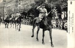 VINTAGE POSTCARD the Festivals Of the Victoire has Paris July 14th  1919 the procession general Mangin Militaria