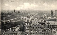 Puentes de la opinion panoramica siete de Paris de la POSTAL de la VENDIMIA en la torre Eiffel de Seine
