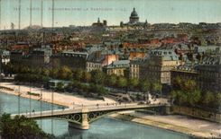 Panorama de Paris de la POSTAL de la VENDIMIA hacia el panteon