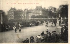 VINTAGE POSTCARD Paris Gardens Of Luxembourg and Senat Children