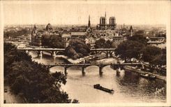 POSTAL Paris de la VENDIMIA los puentes de Notre Dame