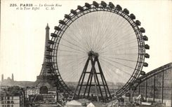 CPA Paris La Grande Roue Et La Tour Eiffel 
