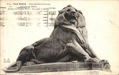 VINTAGE POSTCARD Any Paris Places Denfert Rochereau the lion of Belfort