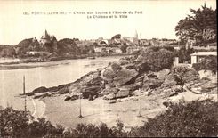 CPA Pornic L Anse aux Lapins a L Entree du Port Le Chateau et la Ville