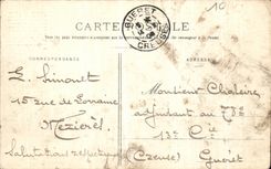 La POSTAL Mezieres de la VENDIMIA lleva la entrada de D de la ciudadela