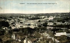 VINTAGE POSTCARD Coganc Panoramic View taken of the Light Holy Bell tower