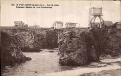 VINTAGE POSTCARD Pouliguen On the Dimension Cliffs In front of the Rochereau Tower