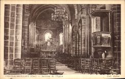 VINTAGE POSTCARD Chateumeillant Interier of L church